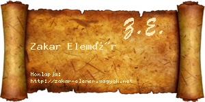 Zakar Elemér névjegykártya
